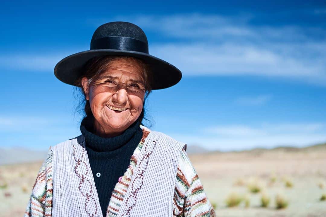 portrait of a woman in bolivian salt flats