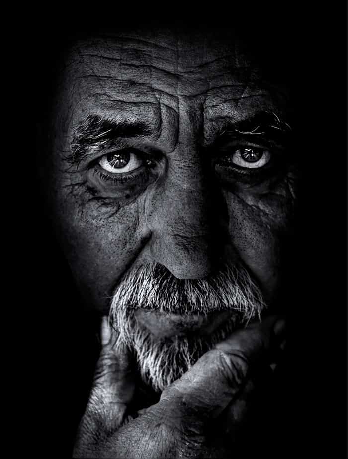wrinkled old man face portrait