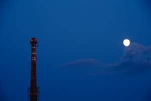 blue hour photography of a chimney