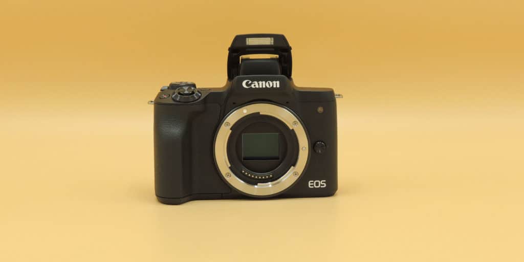canon eos m50 mkii on a yellow background