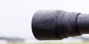 camera lens hood under the rain